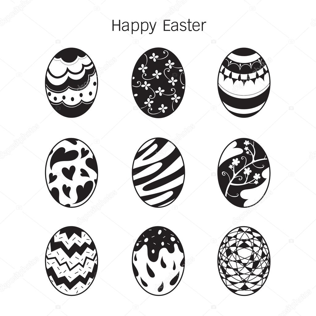 Easter Eggs Decorating Icons Set Monochrome Vector Image By C Matoommi Vector Stock 99544564
