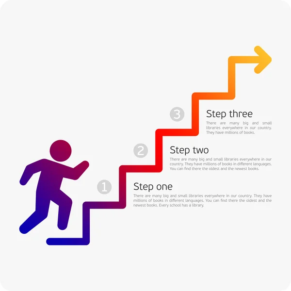 Infographics man walking on stairs. — Stockvector