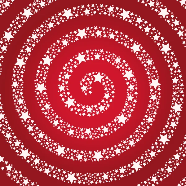 Spiral of the stars on a red background. — Stockvector