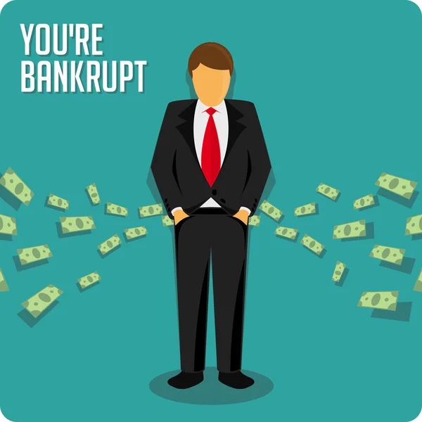 Businessman bankrupt illustration. — Stock Vector