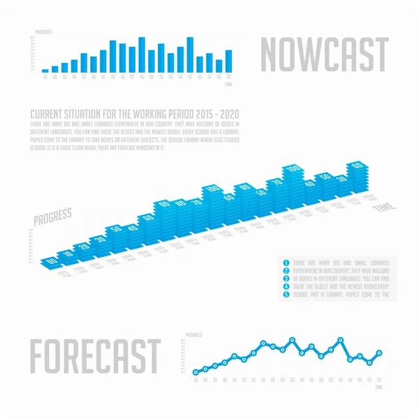 Infographie graphique graphique bleu avec texte . — Image vectorielle