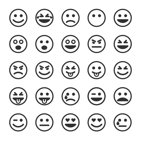 Uppsättning av svart smileys — Stock vektor