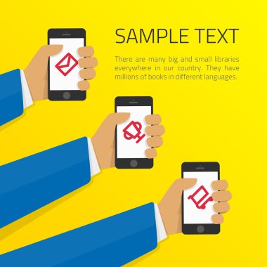 Elinde vektör illüstrasyon telefon