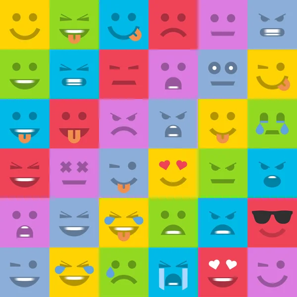 Set emoticon berwarna - Stok Vektor