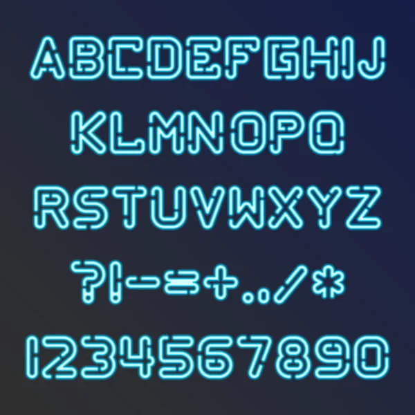 Blauwe neon lettertype — Stockvector