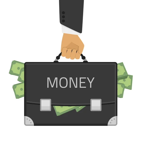 Pieniądze w walizka ręczna — Wektor stockowy