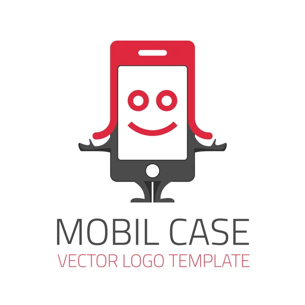 Vektor-Logo-Vorlage Hülle für Mobiltelefon. Symbolfigur Handy in der Kopfzeile. — Stockillustration Mobiles Gehäuselogo — Stockvektor