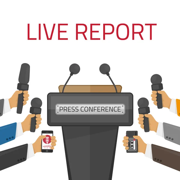 Vector illustratie persconferentie — Stockvector