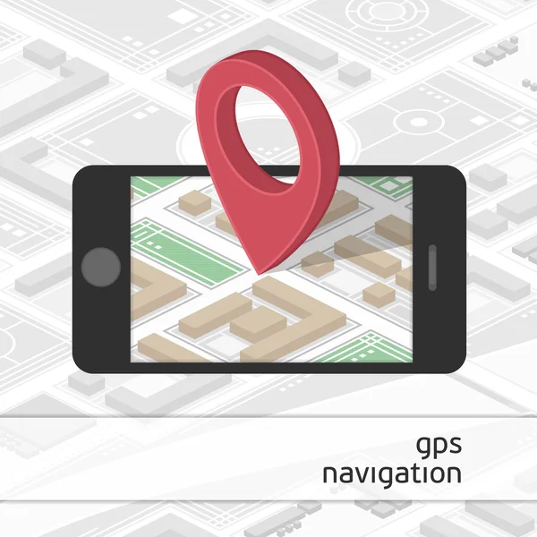 Cellulare con contrassegno GPS sulla mappa — Vettoriale Stock