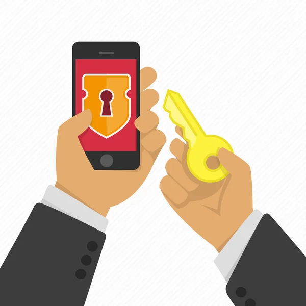 Концепція безпеки мобільних телефонів — стоковий вектор