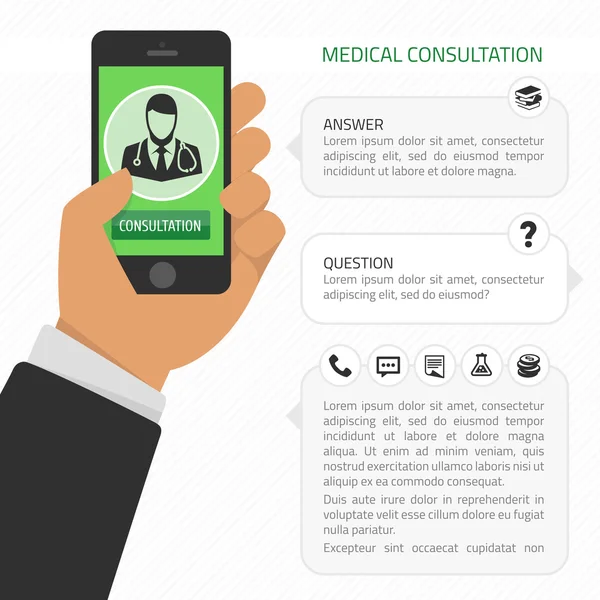 Consulta médica en línea — Vector de stock