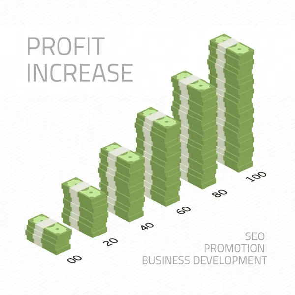 Увеличение прибыли иллюстративные деньги — стоковый вектор