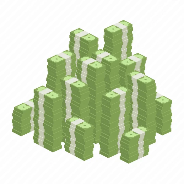 Big heap rolls of money — Stock Vector