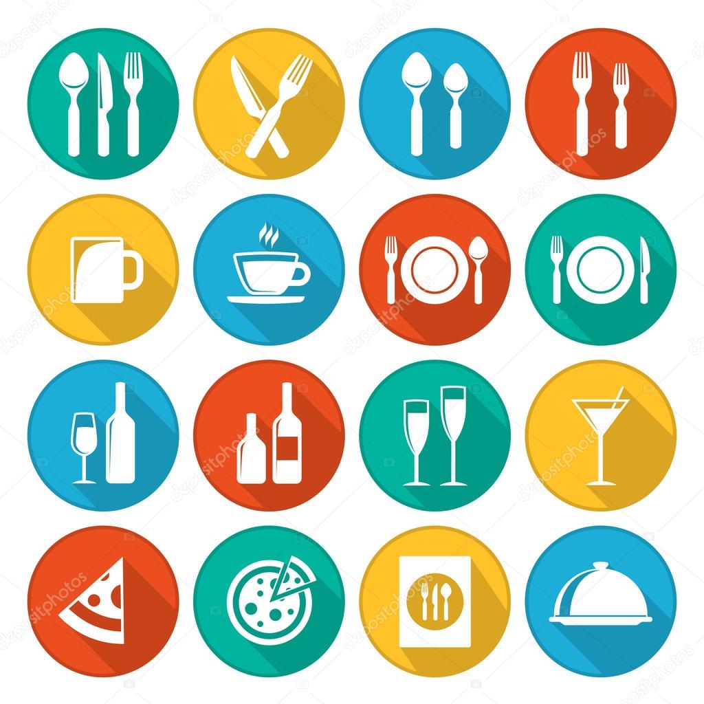 Colorful restaurant icons set — Stock Vector © art-sonik #116386226