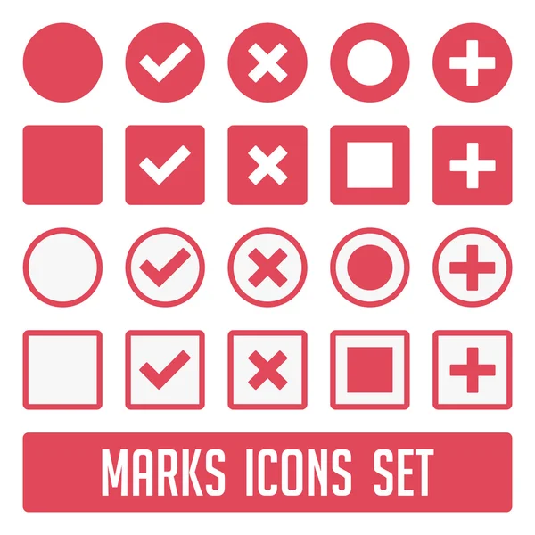 Conjunto de iconos de marcas rojo — Vector de stock
