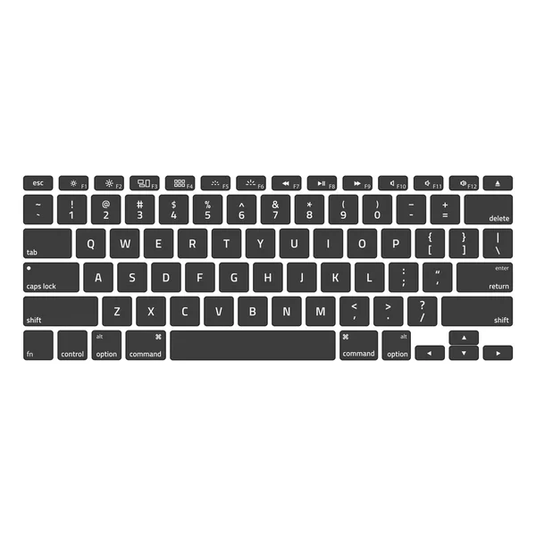 Trazo de teclado negro QWERTY — Vector de stock