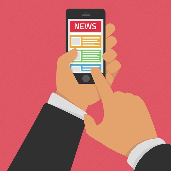 App de notícias na tela do smartphone — Vetor de Stock