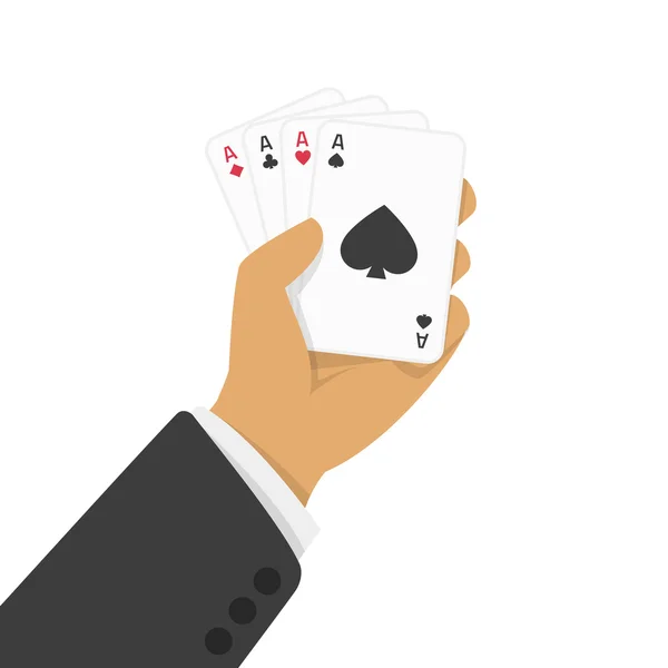 Jugar a las cartas en mano — Vector de stock