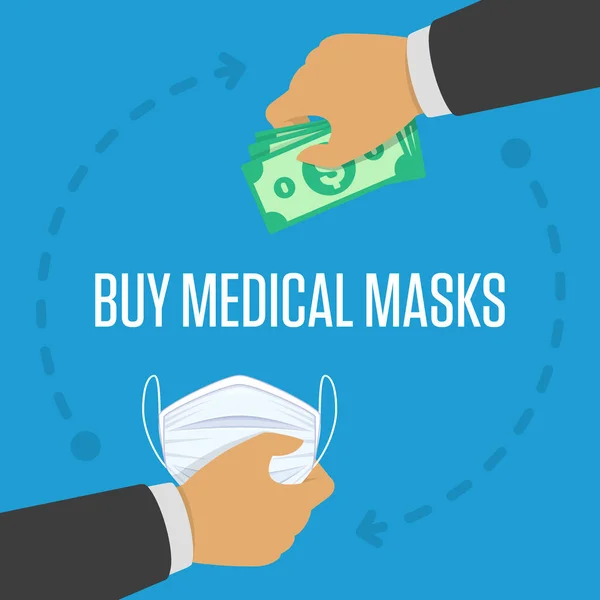 Comprar máscaras médicas. —  Vetores de Stock