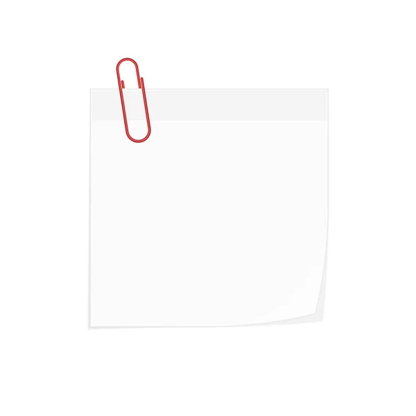 Svorka na papír s bílým poznámkovým papírem. — Stockový vektor
