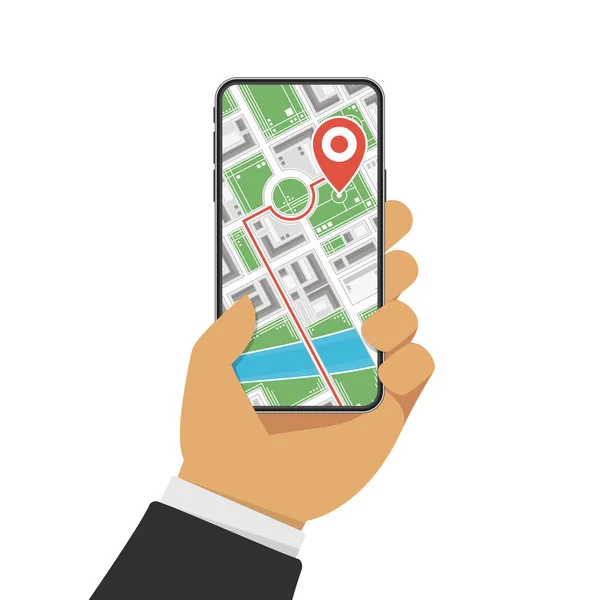 Navigazione GPS su smartphone. — Vettoriale Stock