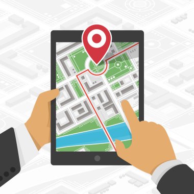 Elle tableti GPS navigatörüyle tut.