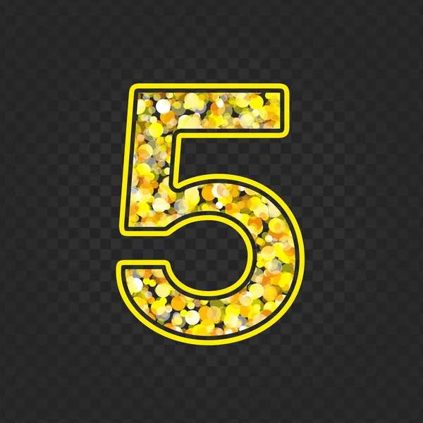 Gold glittering number 5. — Stock Vector