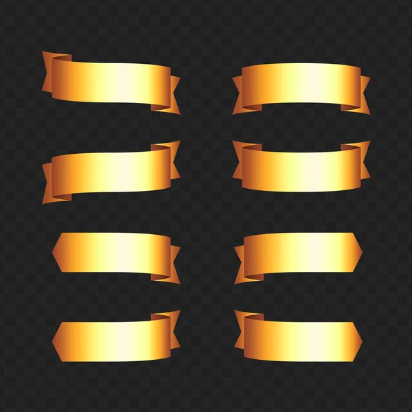 Conjunto de cintas de oro en negro. — Vector de stock
