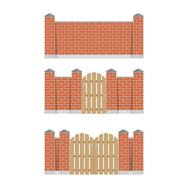 Clôture en briques de pierre. — Image vectorielle