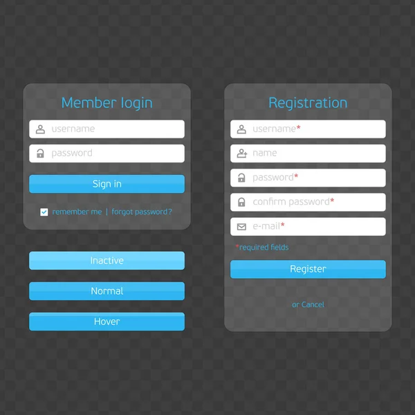 Modern registratie- en inlogformulier. — Stockvector