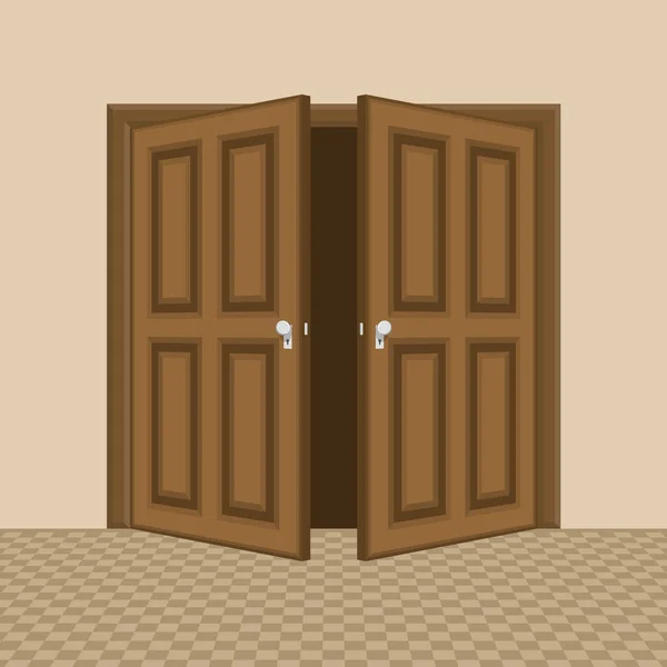 ブラウンオープンドア. — ストックベクタ