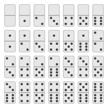 Tam set beyaz domino taşları.