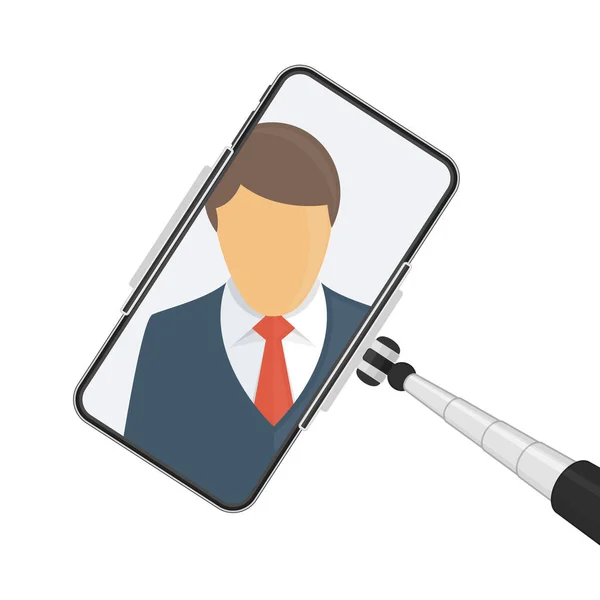 Prendre des photos de Selfie sur un téléphone intelligent . — Image vectorielle