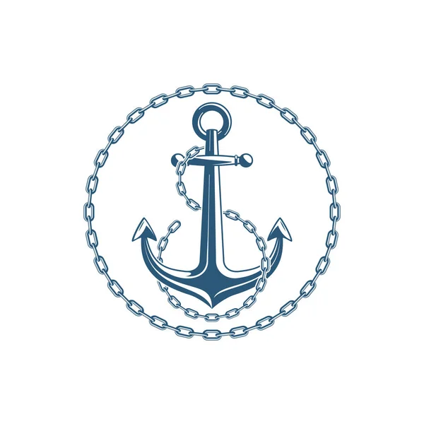 Nautical anchor with cain link. — Stock Vector