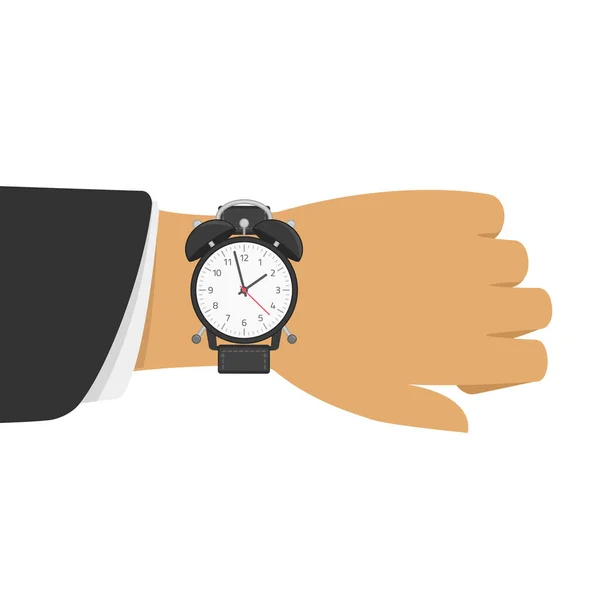 Reloj despertador en la mano . — Vector de stock