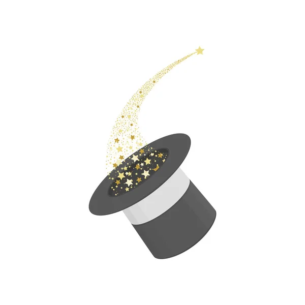 Magic hat wand met sparkles. — Stockvector