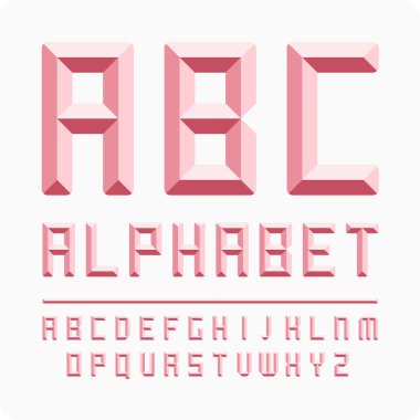 Harfler kümesi. Vektör alfabe pembe.