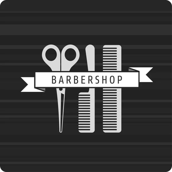 Barbershop logo scissors and two combs — Stock Vector