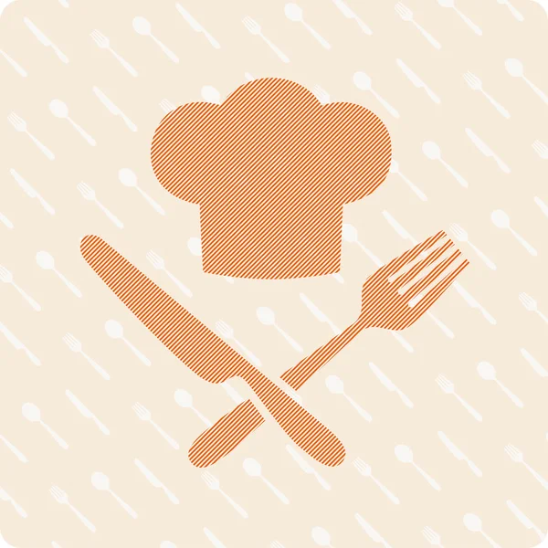 Chefs sombrero con cuchillo y tenedor . — Vector de stock