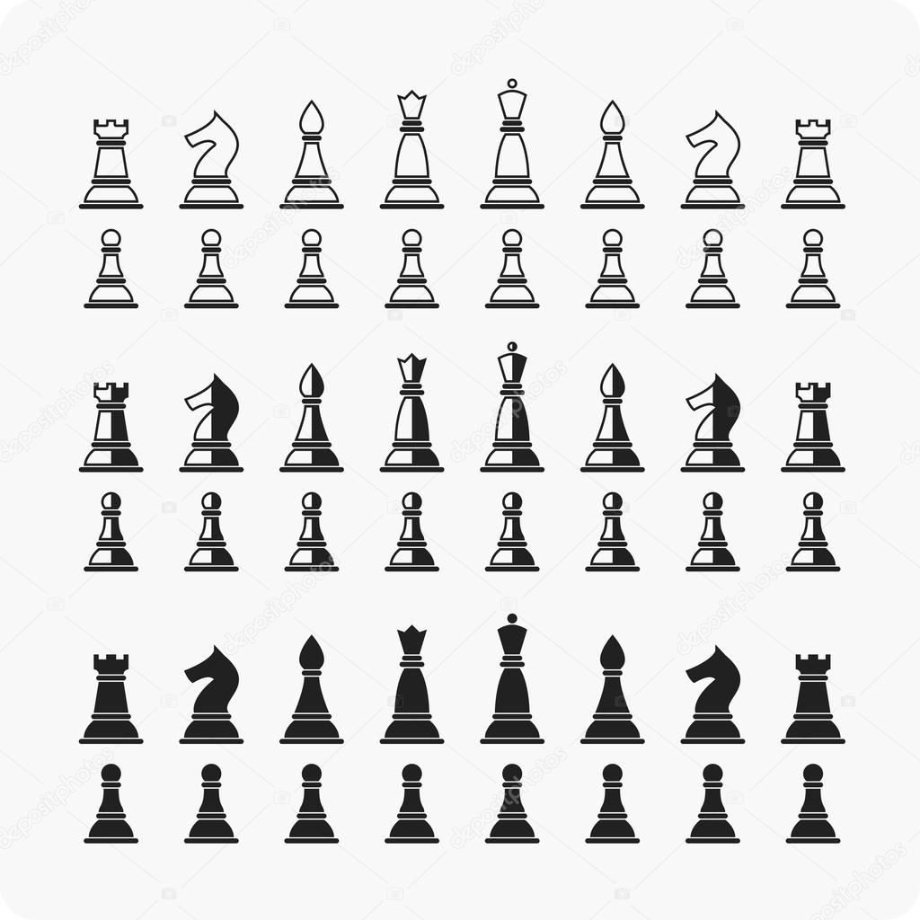 Vector illustration of all chess pieces.