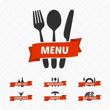 Dizi restoran işaretler, semboller, logo.