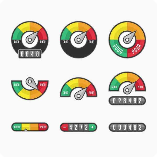 Indicateurs et indicateurs de pointage de crédit . — Image vectorielle