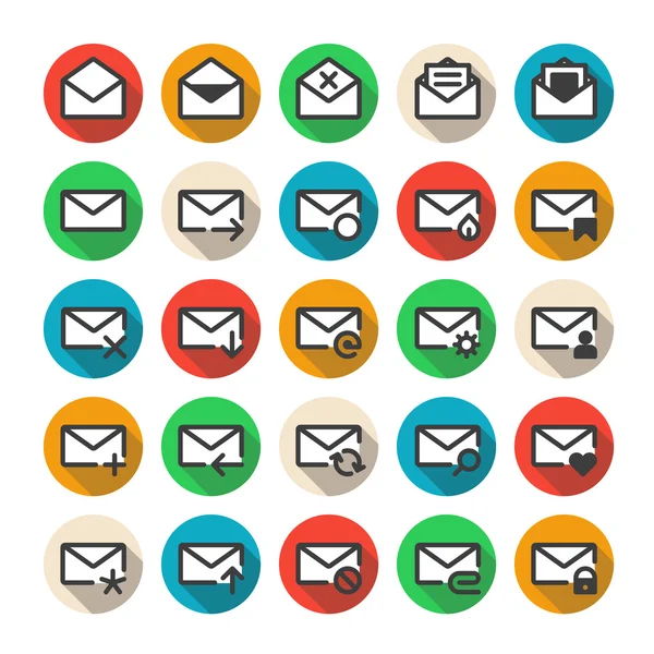 Iconos de correo multicolor — Archivo Imágenes Vectoriales