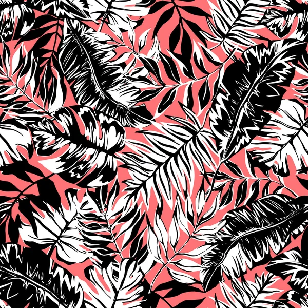 Vector seamless beautiful graphical artistic tropical pattern — Stock Vector