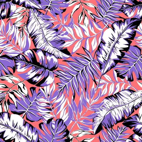 Vector seamless beautiful graphical artistic tropical pattern — Stock Vector