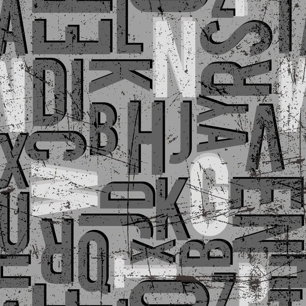 Διάνυσμα άνευ ραφής γραφική μοντέρνο αλφάβητο μοτίβο σημάδια, λέξεις, φράσεις αφηρημένη φαντασία, ενεργό allover φόντου εκτύπωσης με γράμματα — Διανυσματικό Αρχείο