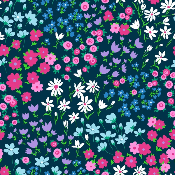 シームレスな明るい小さな頭が変な花パターン ベクトル — ストックベクタ