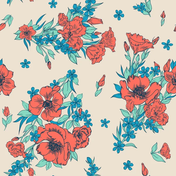 シームレスな穏やかな花のバケツパターン — ストック写真
