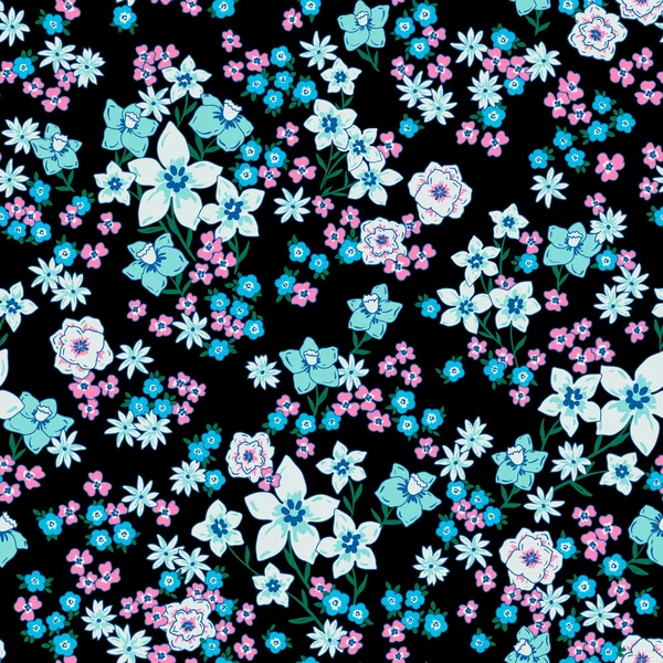 Vector seamless cute hand drawn gentle flower garden pattern — Stockový vektor