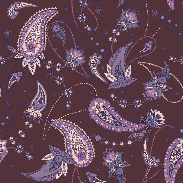 Vector sin costuras suave romántico floral paisley patrón — Vector de stock